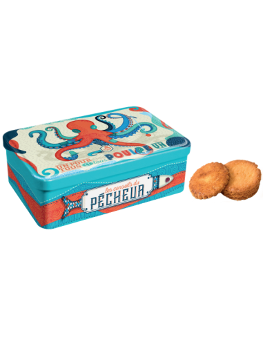Box of biscuits and pallets of Brittany butter sablés 300g Octopus box