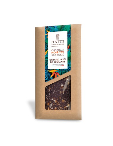 Dark chocolate bar with caramel and fleur de sel - 100g - Bovetti