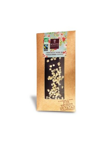 Dark chocolate bar with candied ginger - 100g - Bovetti