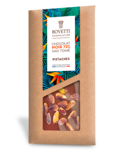 Barra de chocolate amargo com pistache - 100g - Bovetti