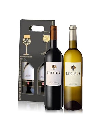 Lote 2 Garrafas de Vinho Branco e Tinto Epicurus 75cl